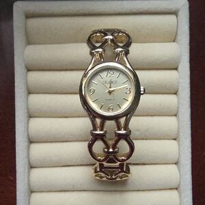 Studio Women's Gold-Tone Watch with Unique Bracelet